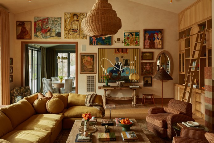 Living room with art and earth tones