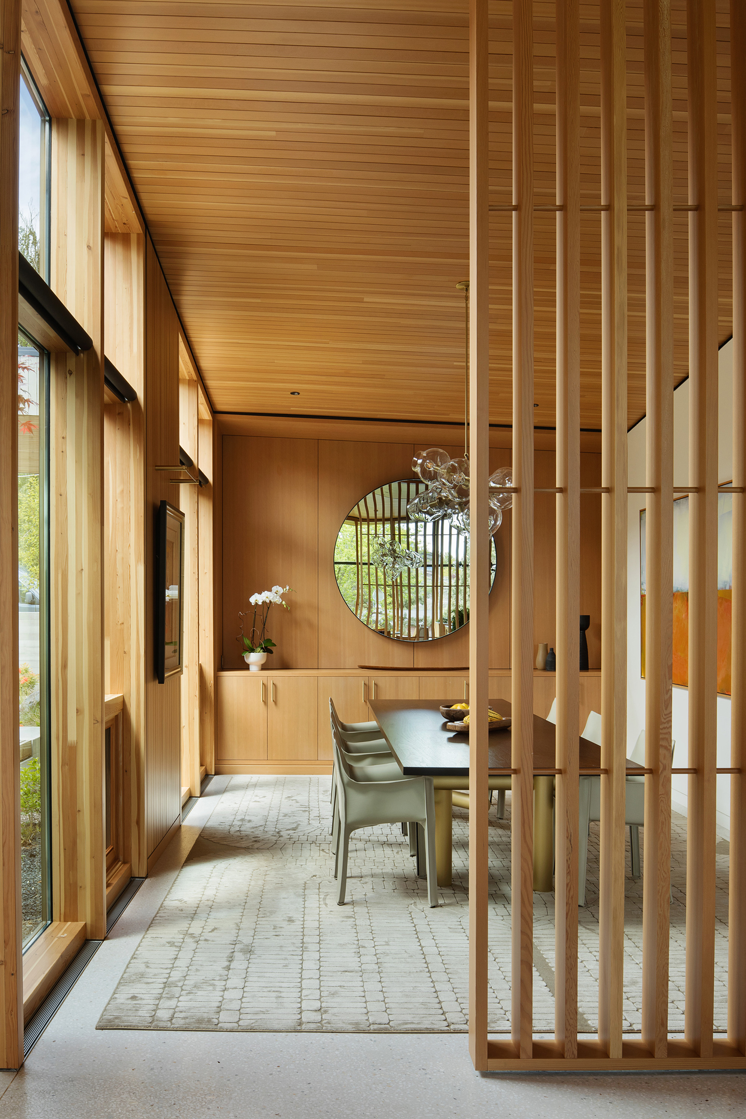 Dining Room Riverfront Home by Hacker