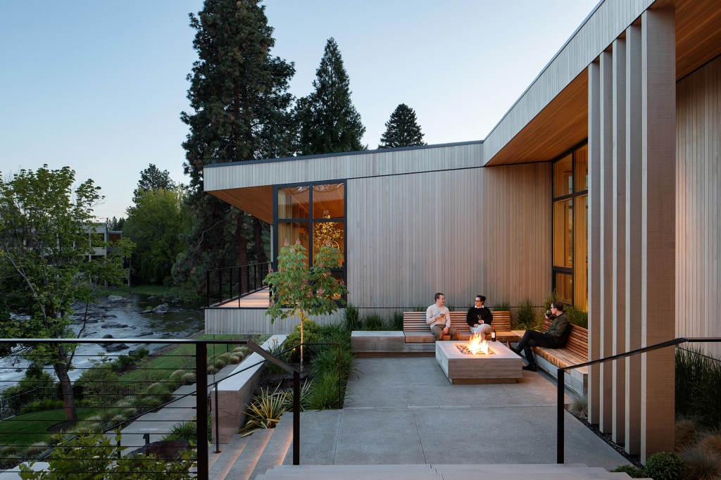 Fire Pit Riverfront Home by Hacker