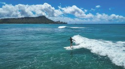 Waikiki Surfer Drone Shot