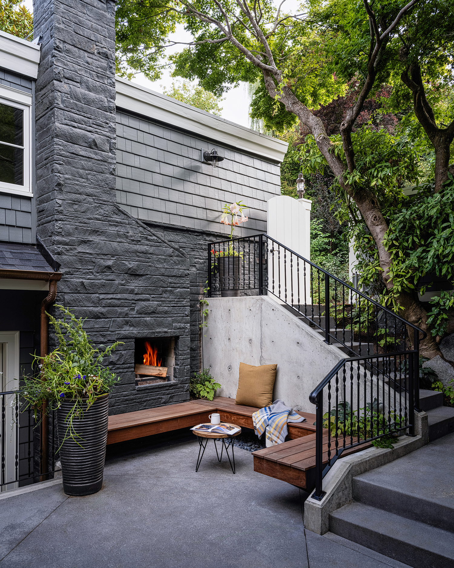 Outdoor Fireplace Seattle Nautical House by Dyna Builders