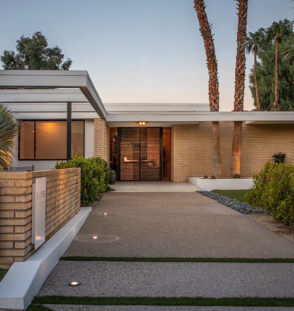 Front door at a mid-century modern home