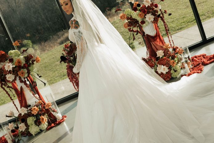 Bride Holding Burgundy Amaranthus