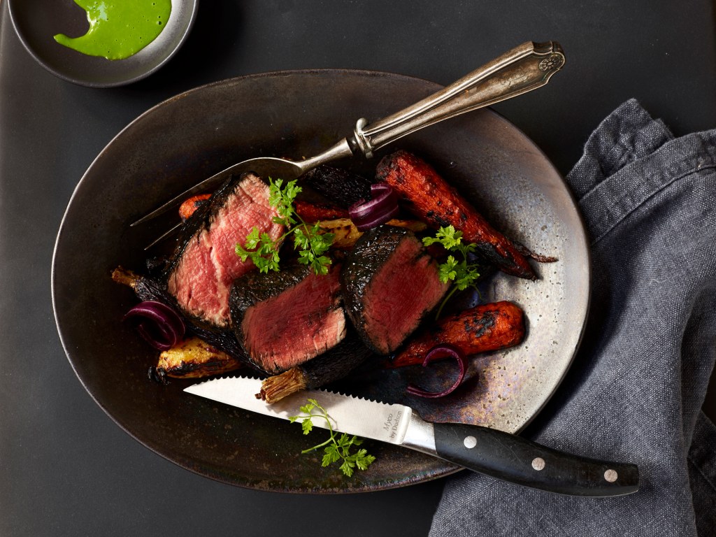 Steak dish at Paws Up Montana