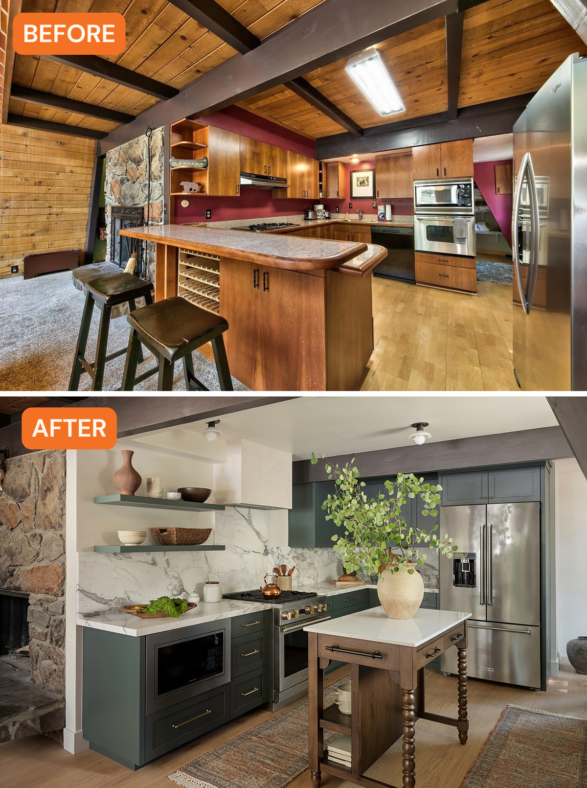 Before and After A-Frame Kitchen by Andrea Lackie