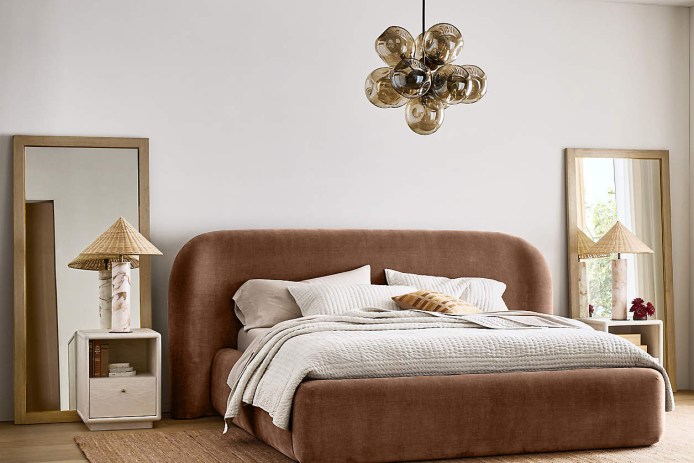 Crate & Barrel Curved Upholstered King Bed