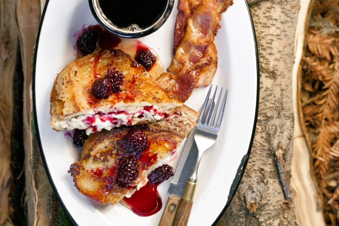 Mascarpone French Toast with Warm Blackberry Syrup