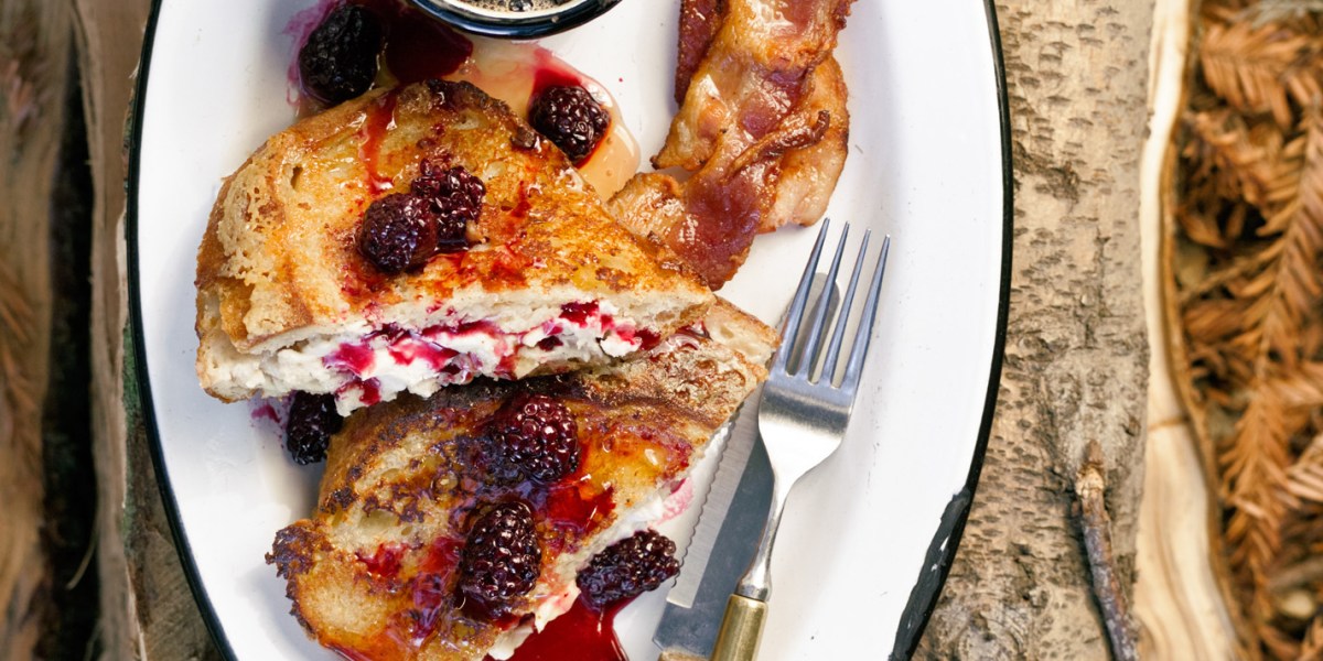 Mascarpone French Toast with Warm Blackberry Syrup