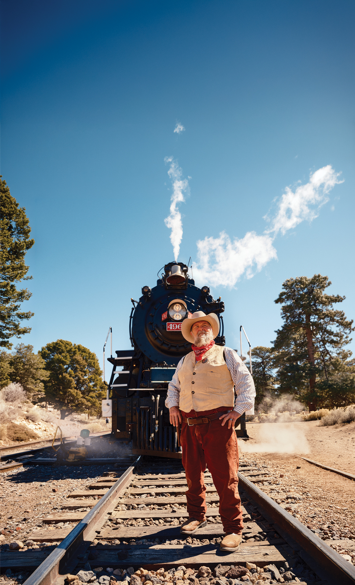 Grand Canyon Railway Man in Front of Train
