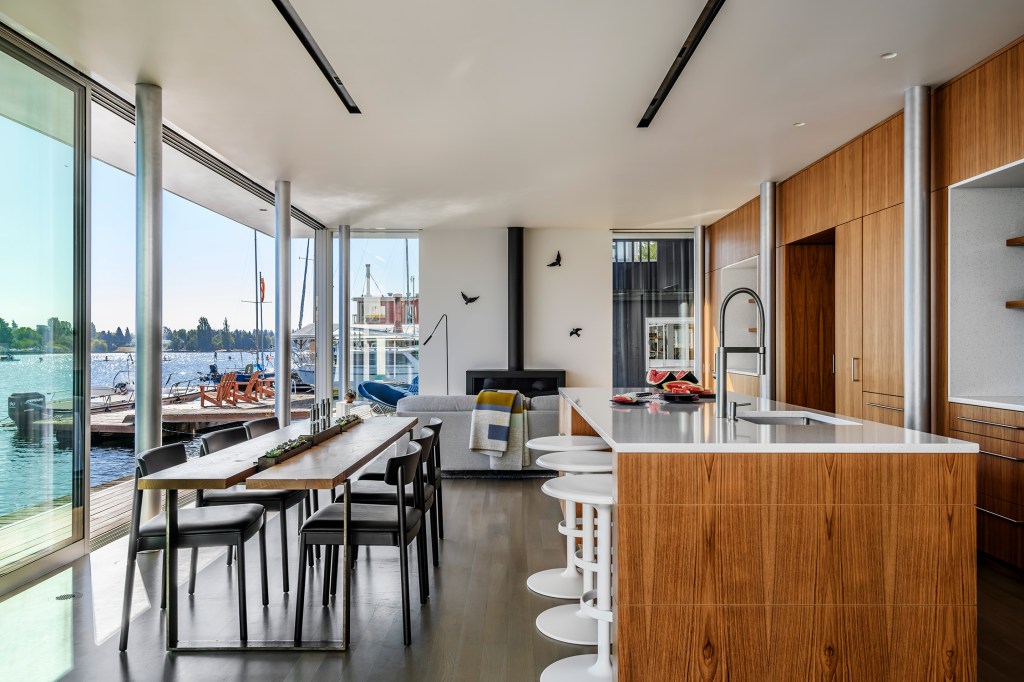 Great Room Seattle Floating Home by Dyna Builders