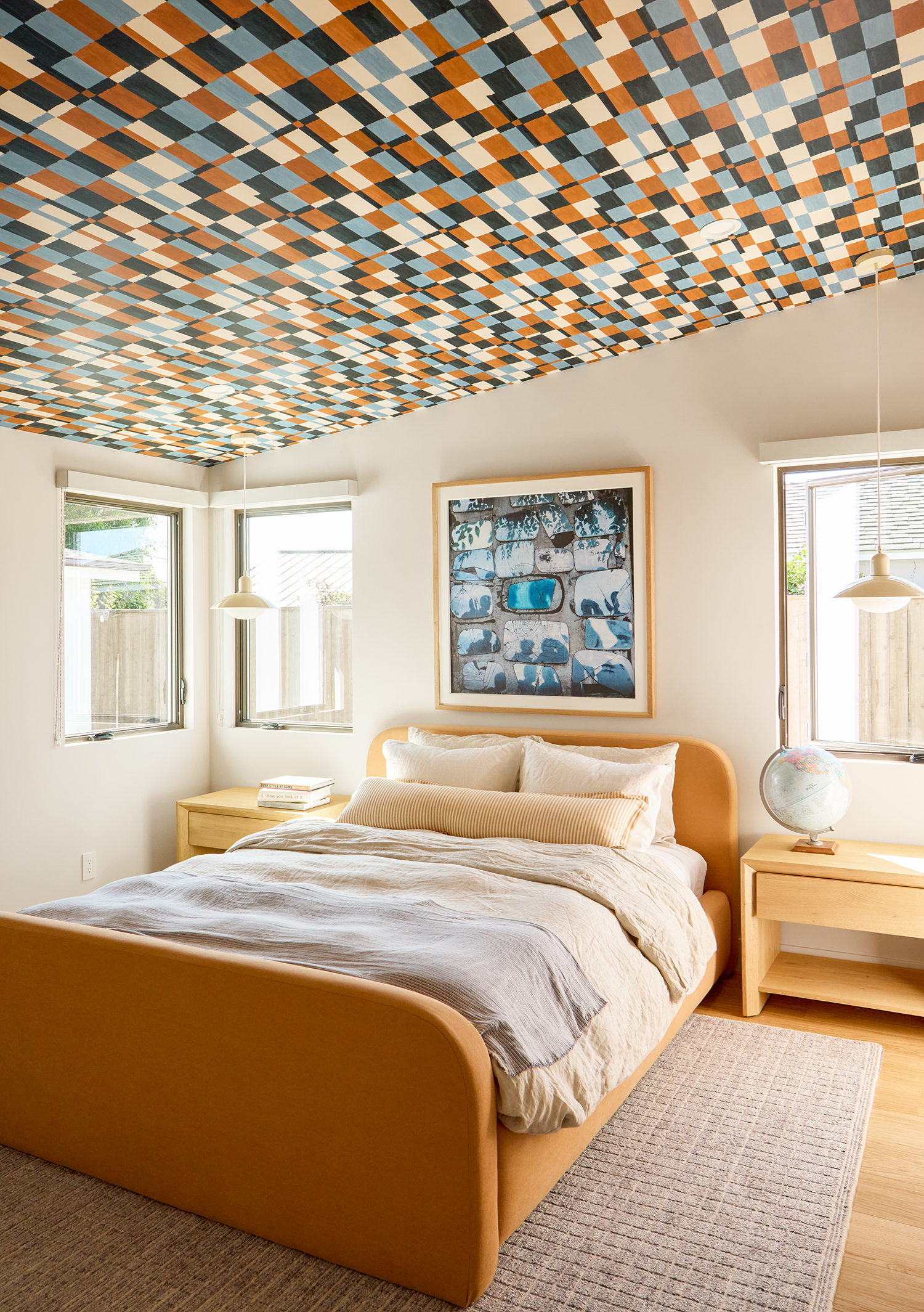 Guest Room Patterned Ceiling San Clemente Beach House by Raili Clasen