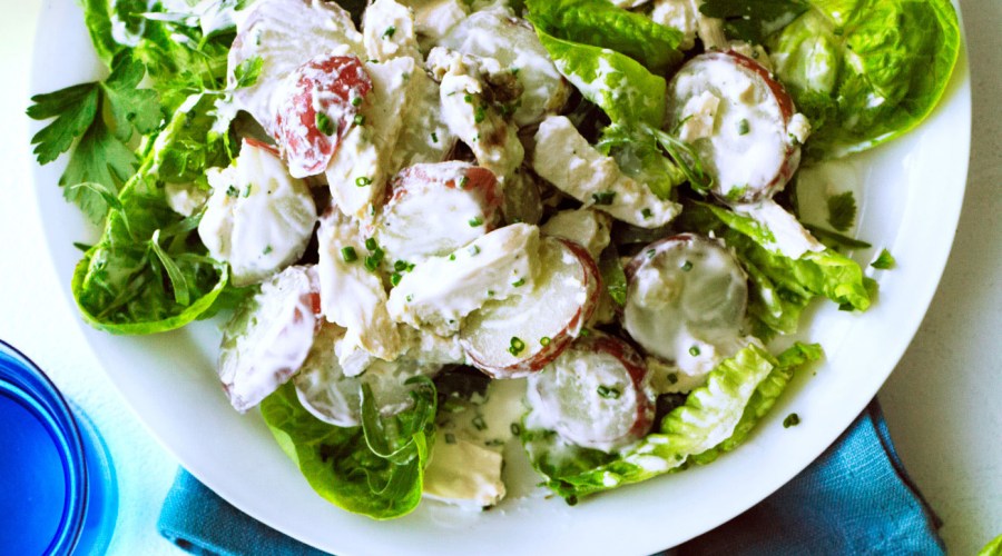 New Potato and Chicken Salad with Yogurt Chive Dressing