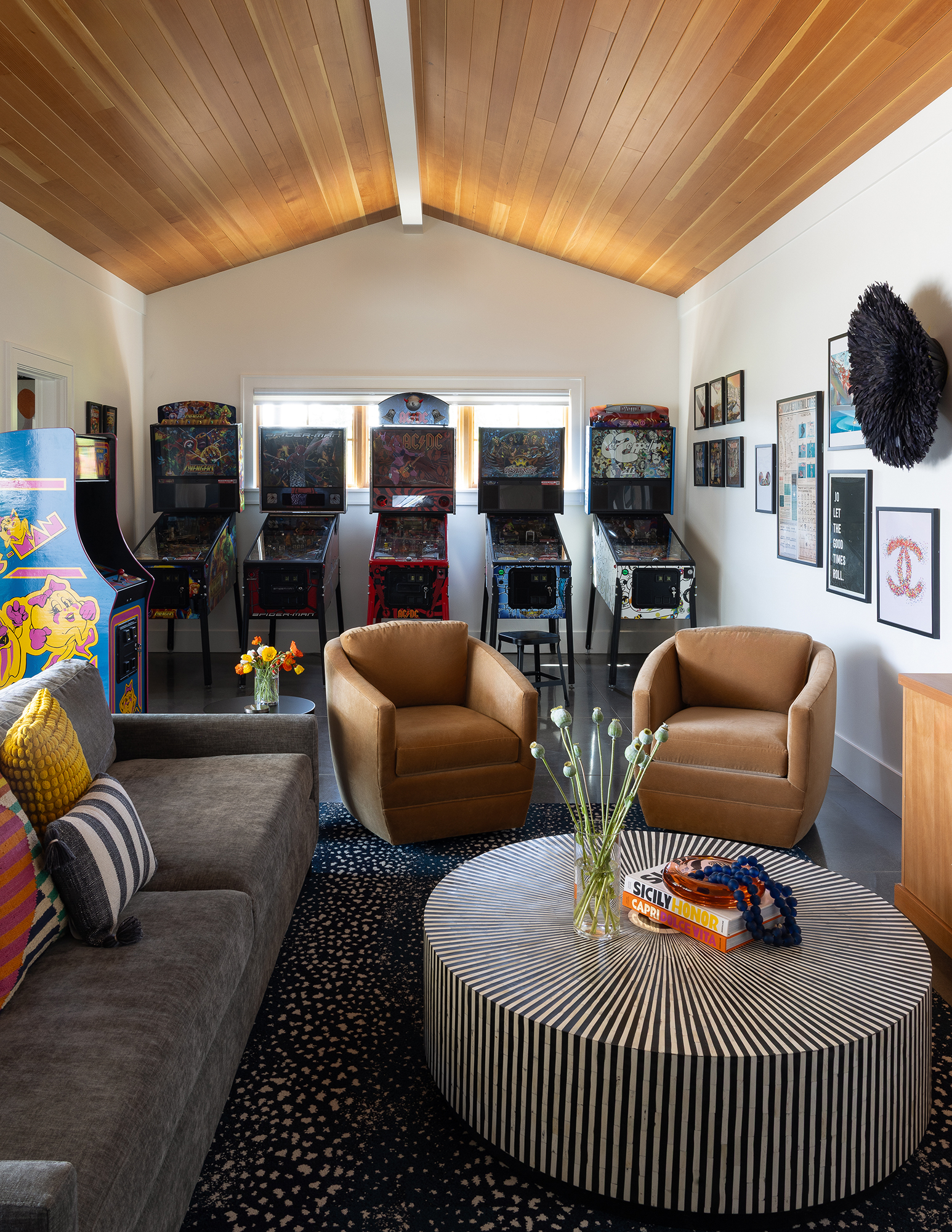 Pinball Machines Pool House ADU by Anne Holbrook Interior Design