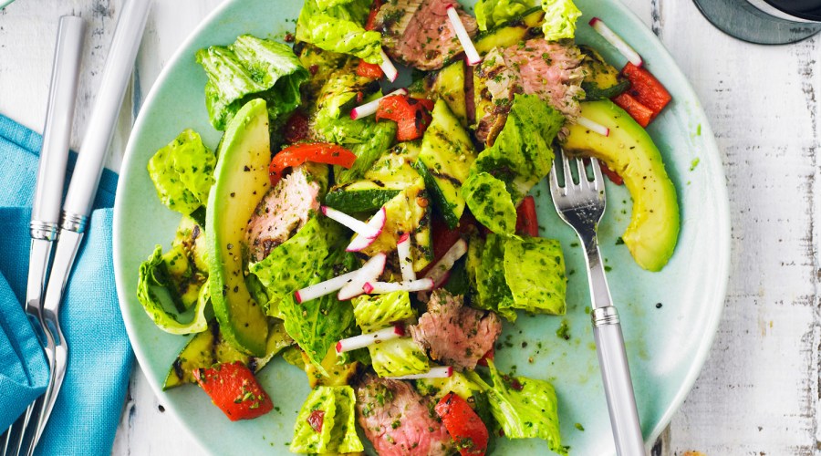 Grilled Steak and Vegetable Salad with Chipotle Chimichurri Dressing