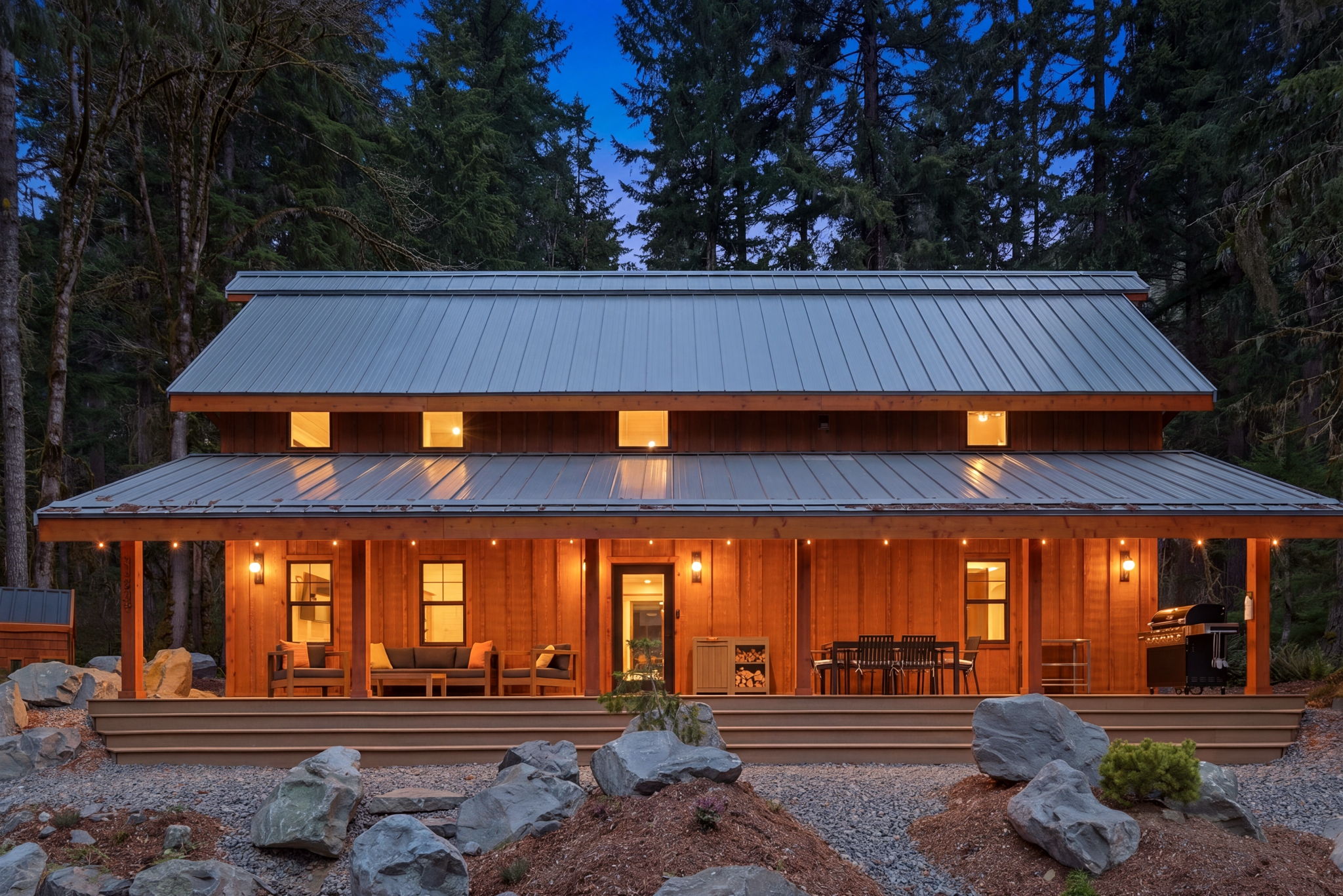 fjellsangin-at-blue-hour-cedar-facade-glowing-against-the-pacific-northwest-twilight-minutes-from-mt-rainier