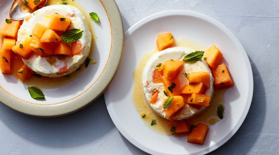 Melon and Greek Yogurt Panna Cotta