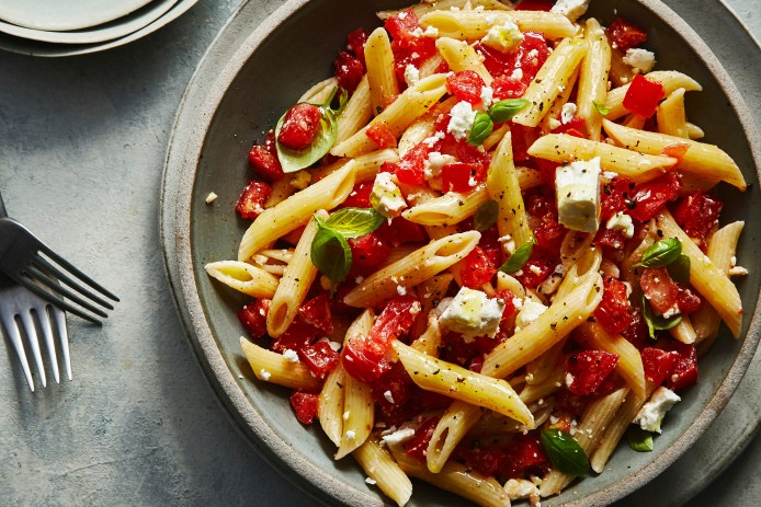 Pasta with Basil, Tomatoes, and Feta