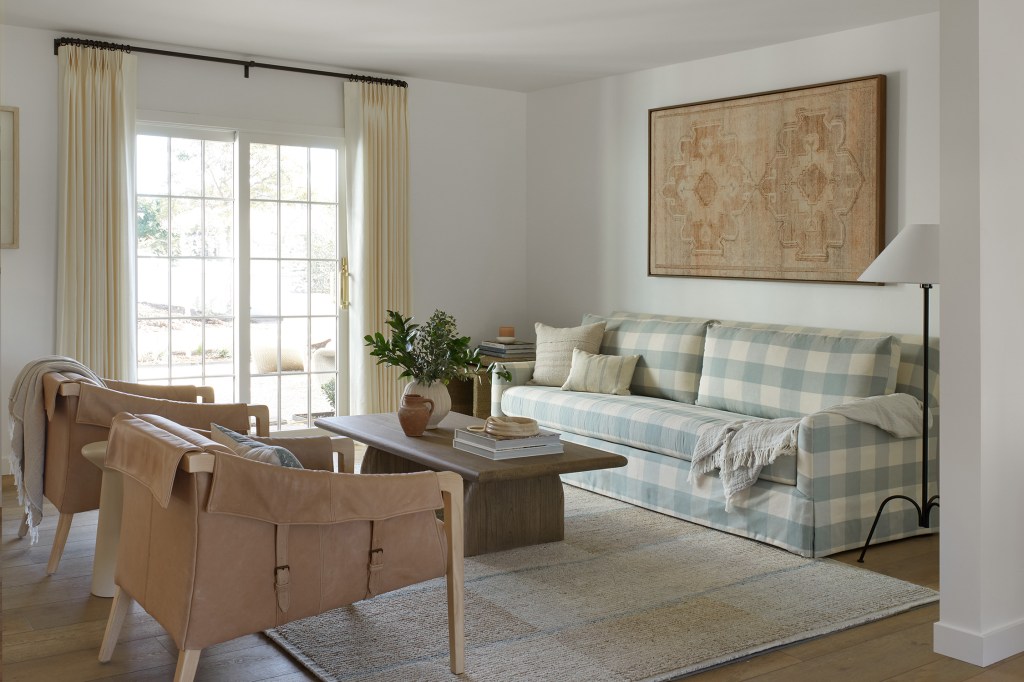 Plaid Sofa Living Room Hearth Homes Interiors