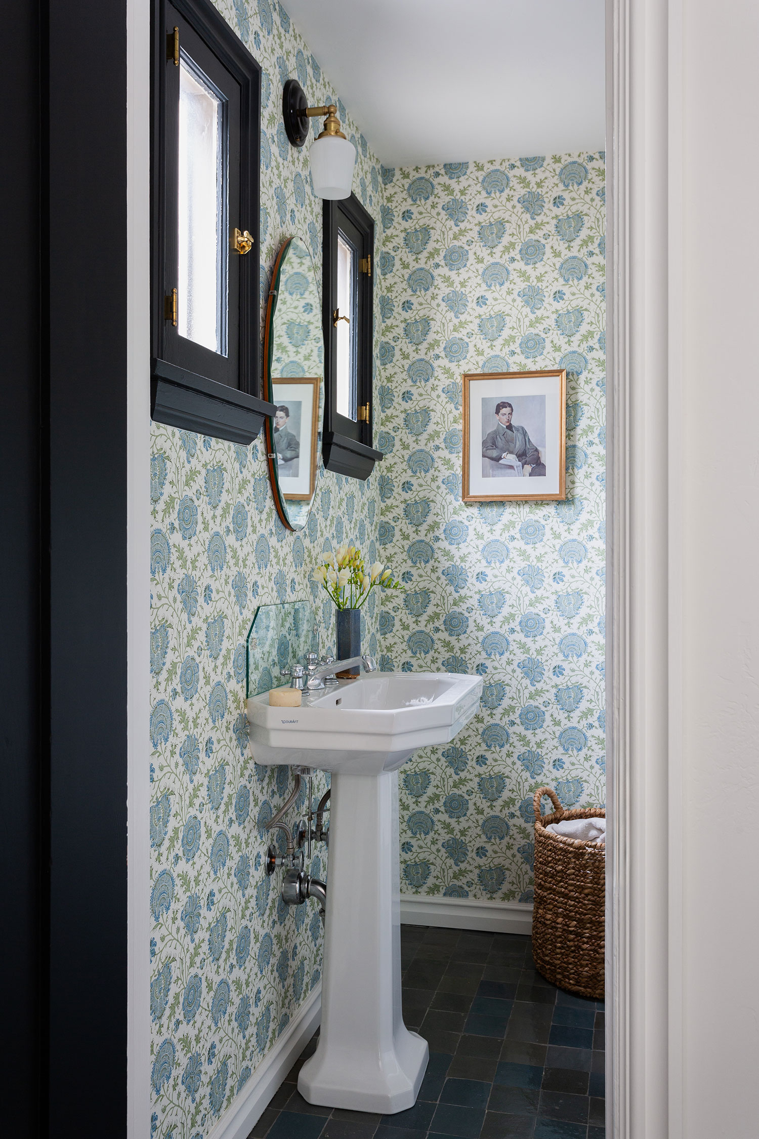 Powder Room L.A. Tudor Revival by Amy Sklar