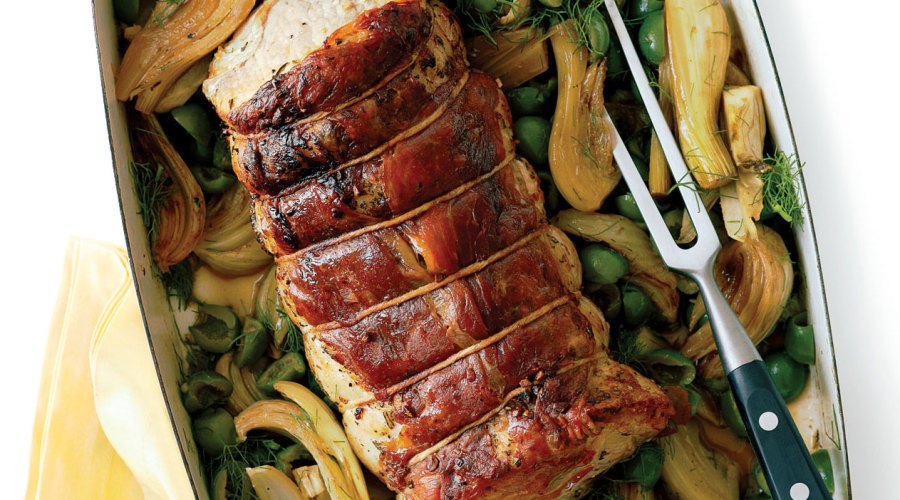 Rosemary Pork Roast with Fennel and Green Olives