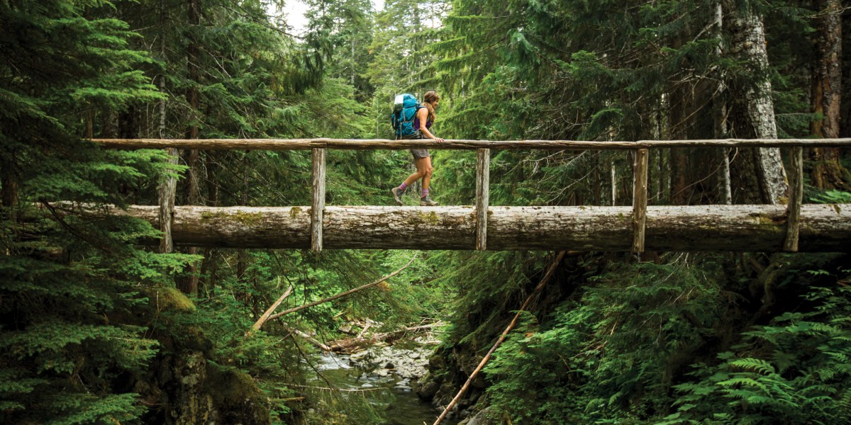 Woman hiking outdoors in Olympic National Park