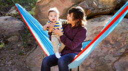 Mom and Baby in a Camping Hammock