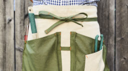 Sunset Garden Apron front view on model