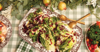 Wedge Salad with Buttermilk Chive Dressing and Pomegranate Seeds