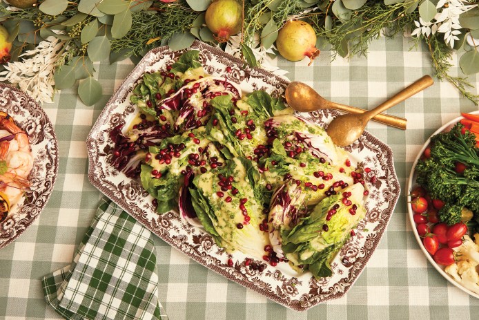 Wedge Salad with Buttermilk Chive Dressing and Pomegranate Seeds