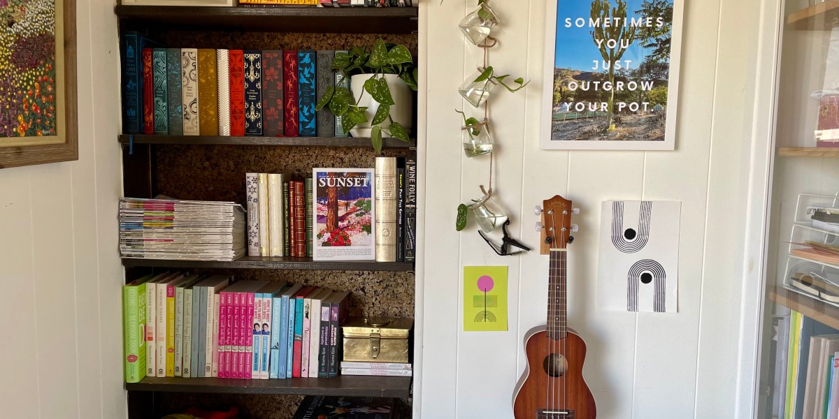 Jars next to bookshelf for plant propagator