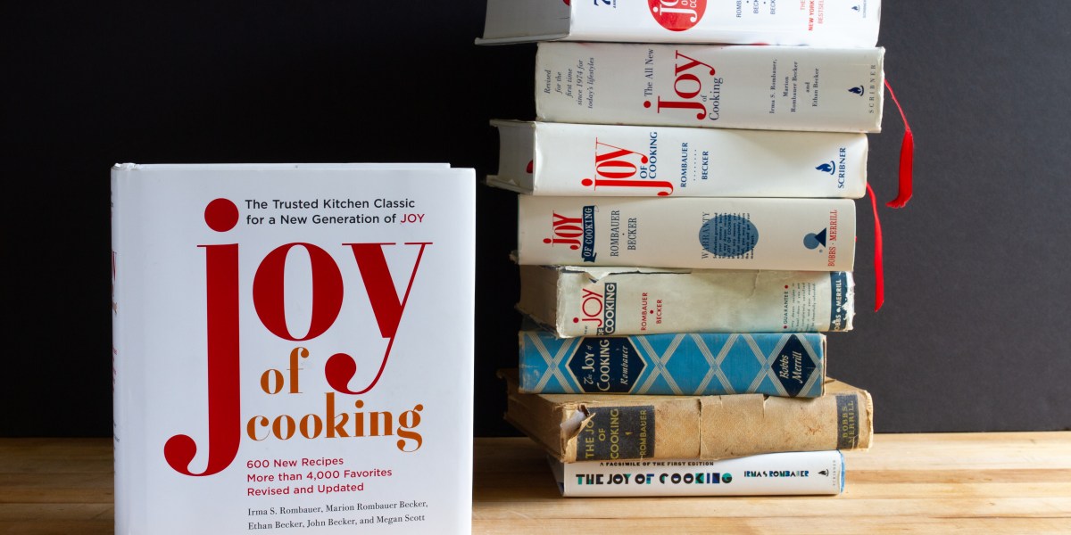A collection of Joy of Cooking books through the years