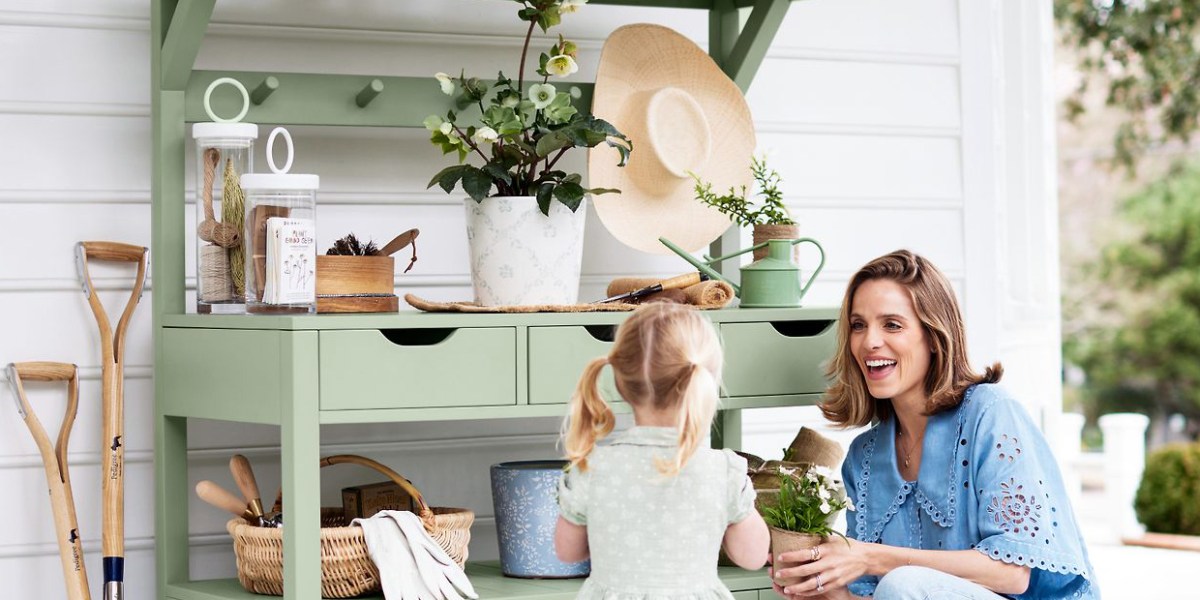 Mother and daughter at potting station