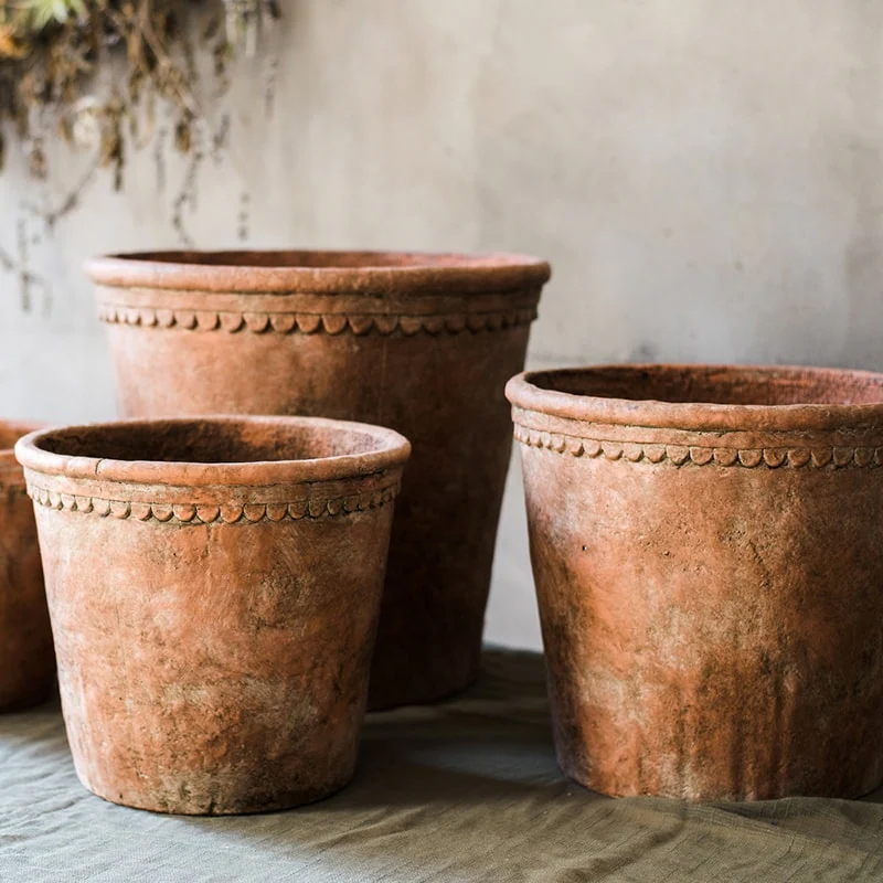 RusticReach Large Terracotta Red Concrete Planter Pot