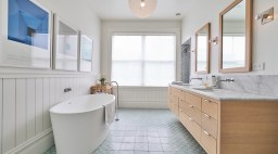 San Francisco bathroom with bathtub and large window