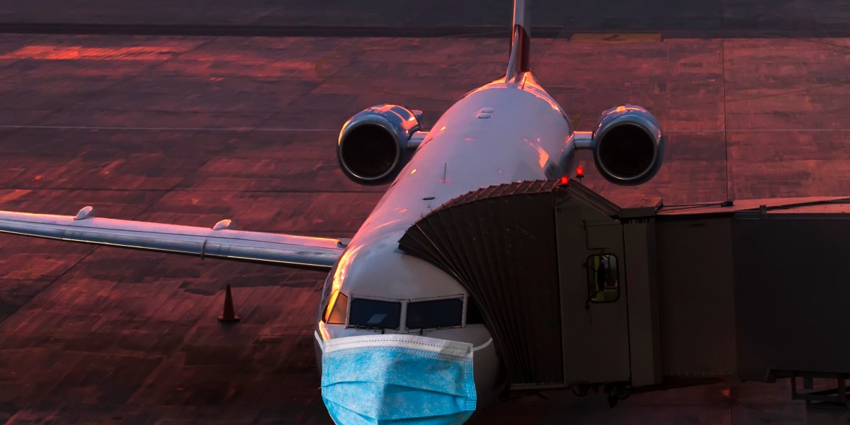 Airplane in a surgical mask