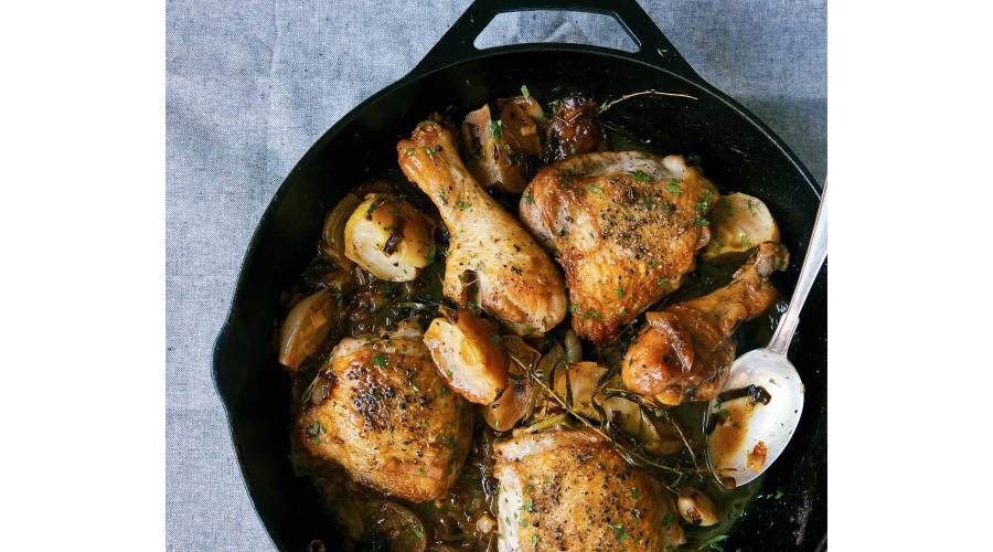 Braised Chicken with Apples & Cider