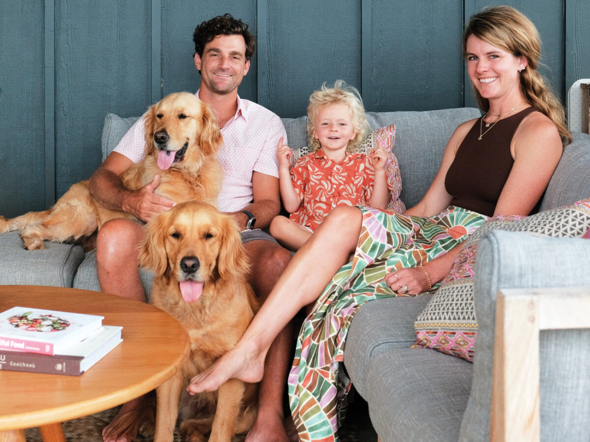 Camp Family Portrait with Dogs