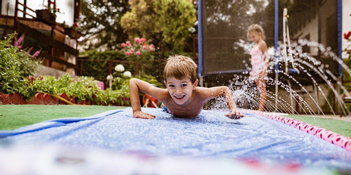 Kids on Slip N Slide Lead