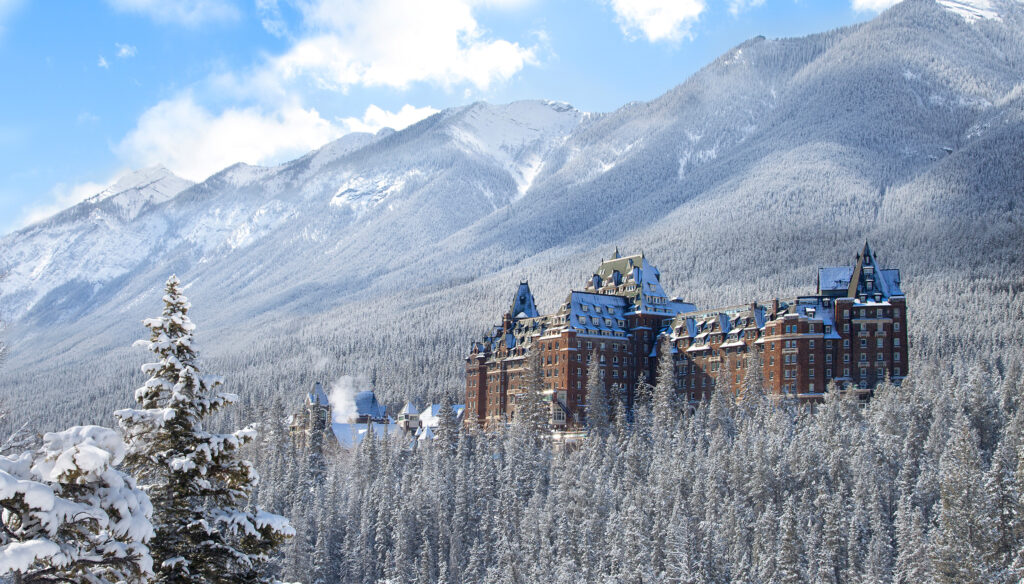 Fairmont Banff Springs Hotel Exterior in Winter