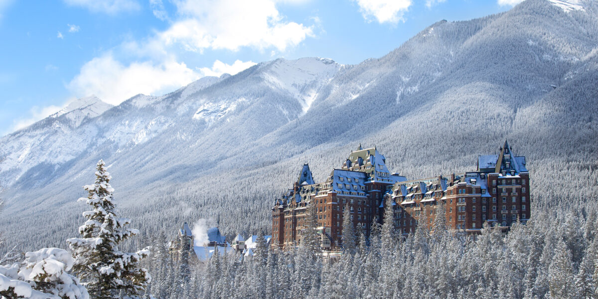 Fairmont Banff Springs Hotel Exterior in Winter