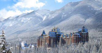 Fairmont Banff Springs Hotel Exterior in Winter