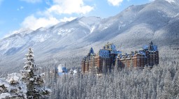 Fairmont Banff Springs Hotel Exterior in Winter