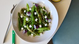 Snap Peas with Feta and Walnut Gremolata
