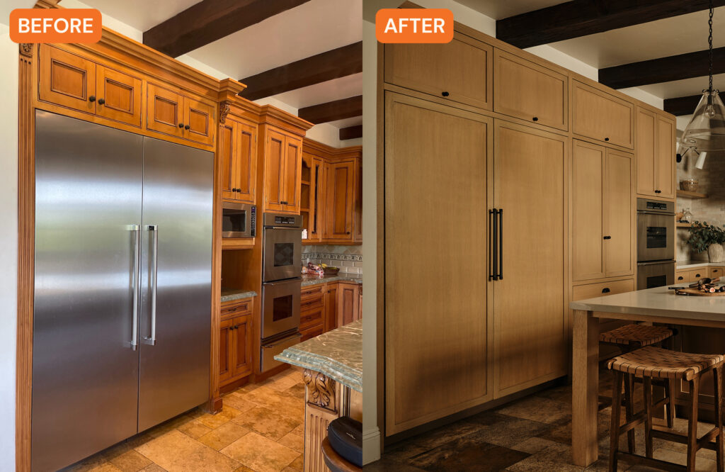 Before and After Cabinetry in Calabasas Kitchen by Sarah West Interiors