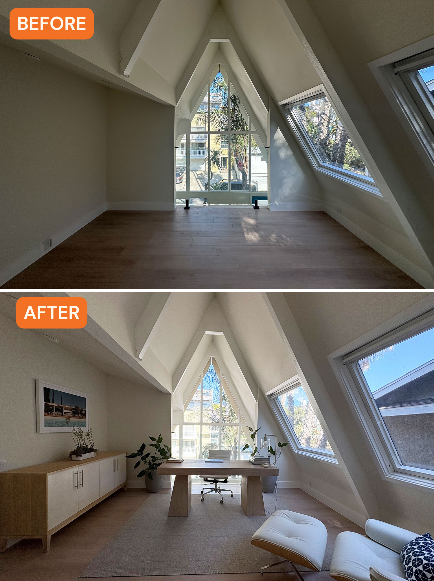 Before and After A-Frame Home Office