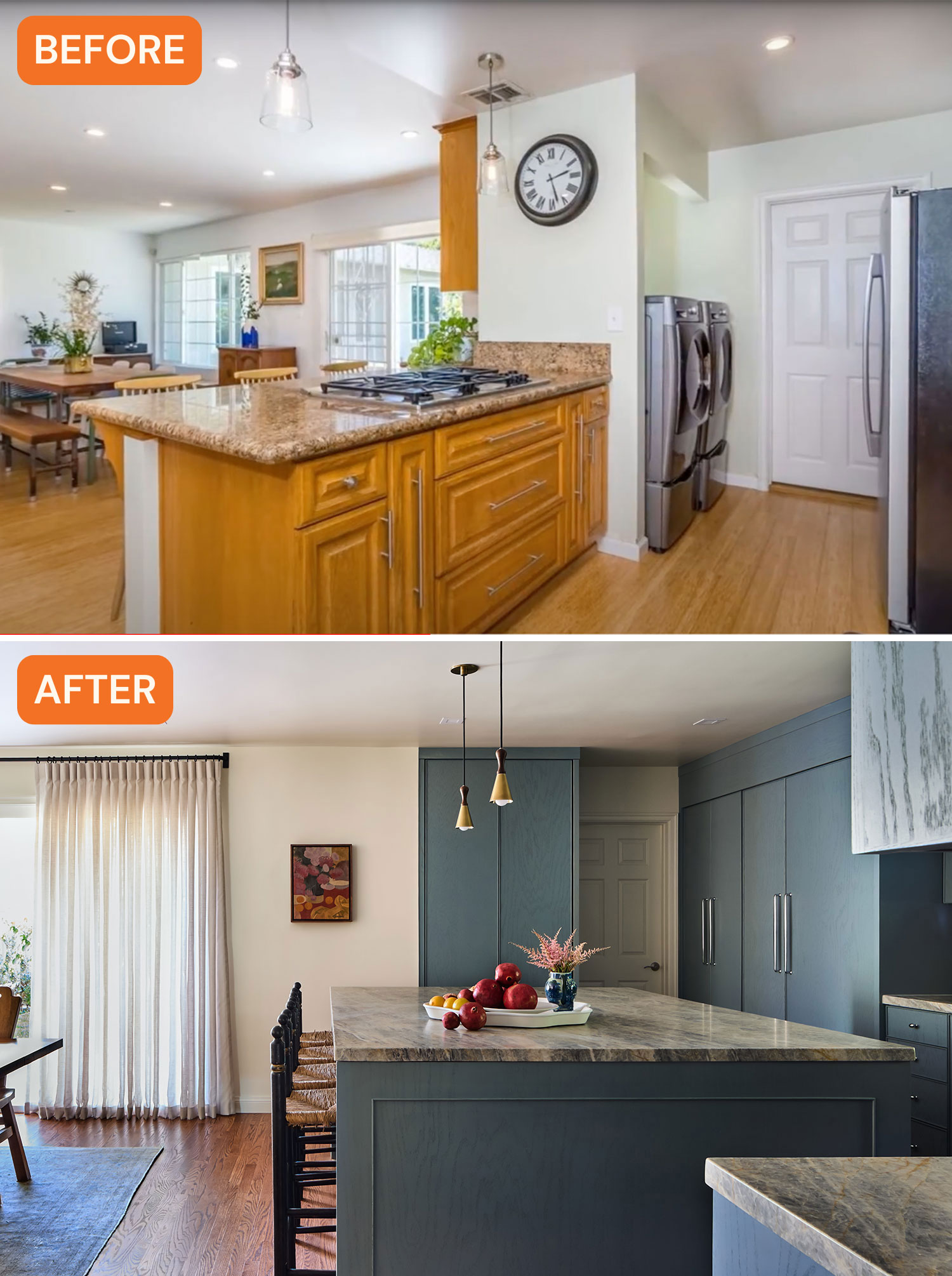 Before and After Kitchen Wall in Pasadena Kitchen by Shialice Spatial Design