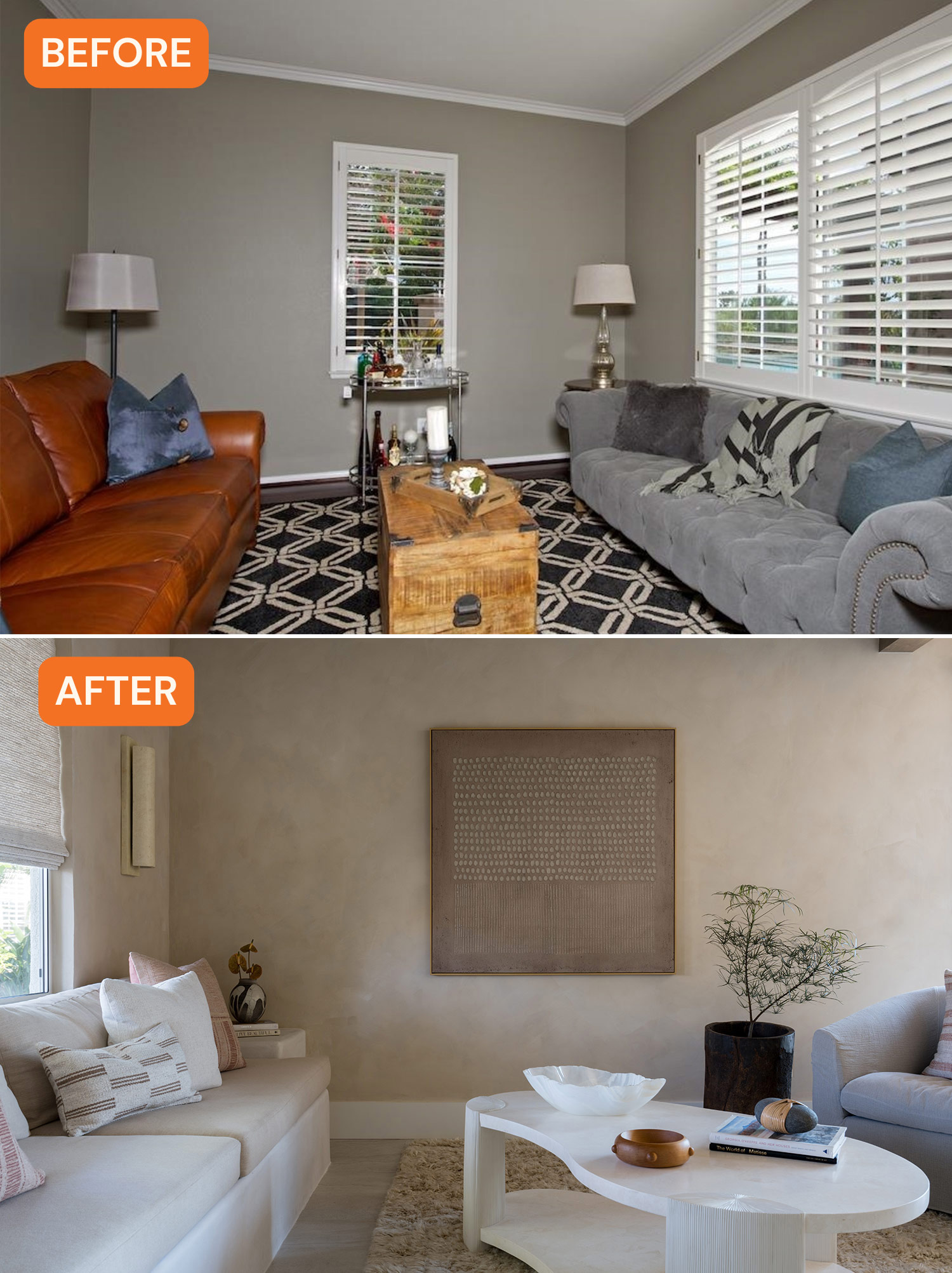 Before and After Living Room Makeover by Makehouse Design