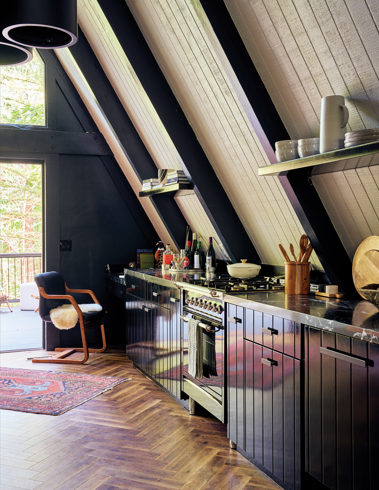 Black A-Frame Crestline Kitchen