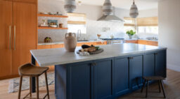 Blue Kitchen Island in San Diego Bungalow by Keri Michelle Interiors