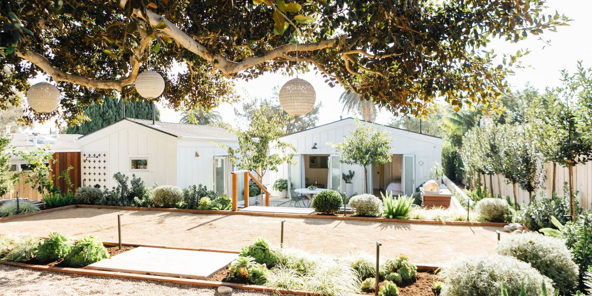 Long Bocce Ball Court in Yard